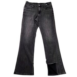 Express Skyscraper Mid Rise Bootcut Flex Jeans Black Wash‎ Split Hem L 30x31 Y2K
